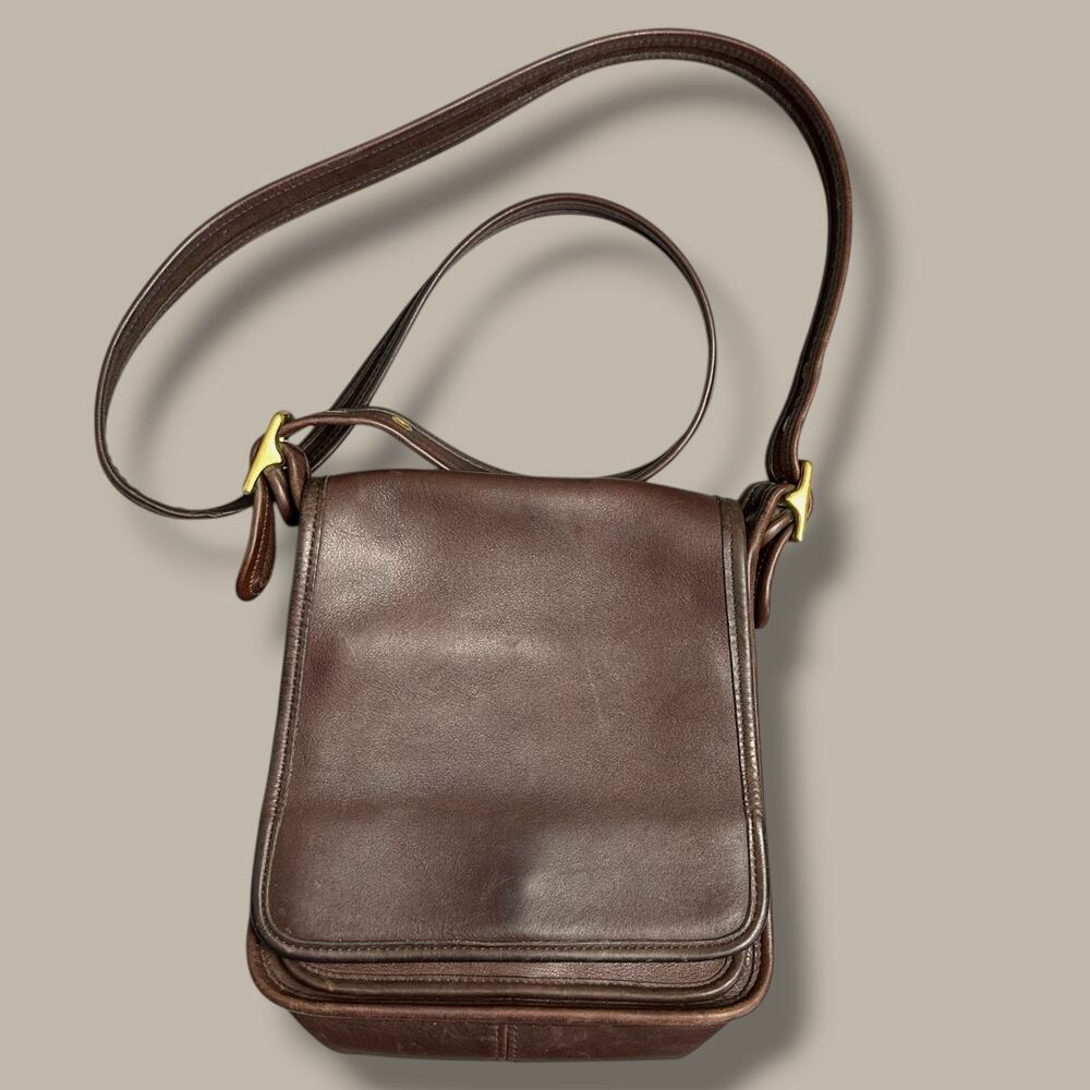 Vintage 90s Coach 9144 Legacy Studio Flap Brown Leather Crossbody Shoulder Bag